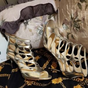 Jimmy Choo Metallic Silver Cut-Out Heels